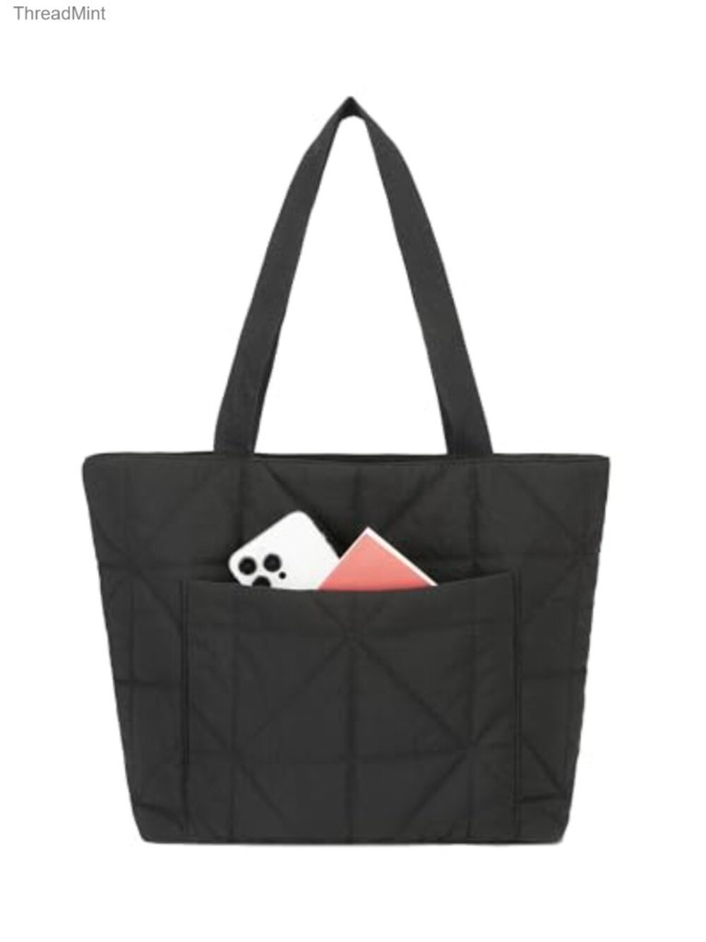 Urbanstand Small Quilted Tote Bag with Laptop Compartment, Puffer Design,